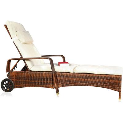 Sonnenliege Braun Gartenliege Rattan Terrassenliege Relaxliege Liegestuhl - Melko Image