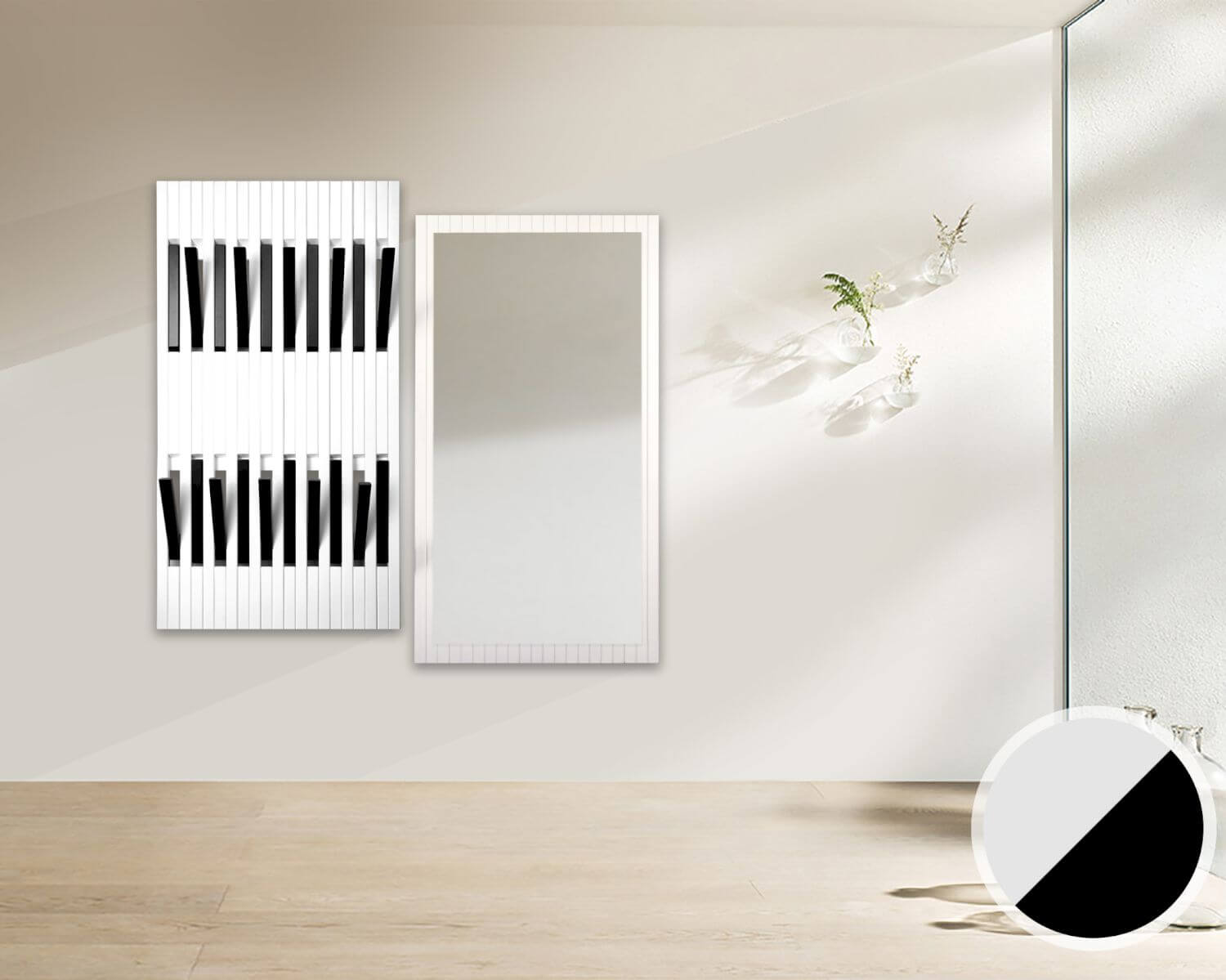 BlackWood »Piaforte Piano-Edition« Massivholz Design-Garderobe Garderobe / Weiss-Schwarz / 62,5 cm