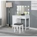 CDecor Home Furnishings Marino Vanity Set w/ Stool & Mirror Wood in Brown/Gray/White, Size 52.25 H x 36.0 W x 18.0 D in | Wayfair 930926