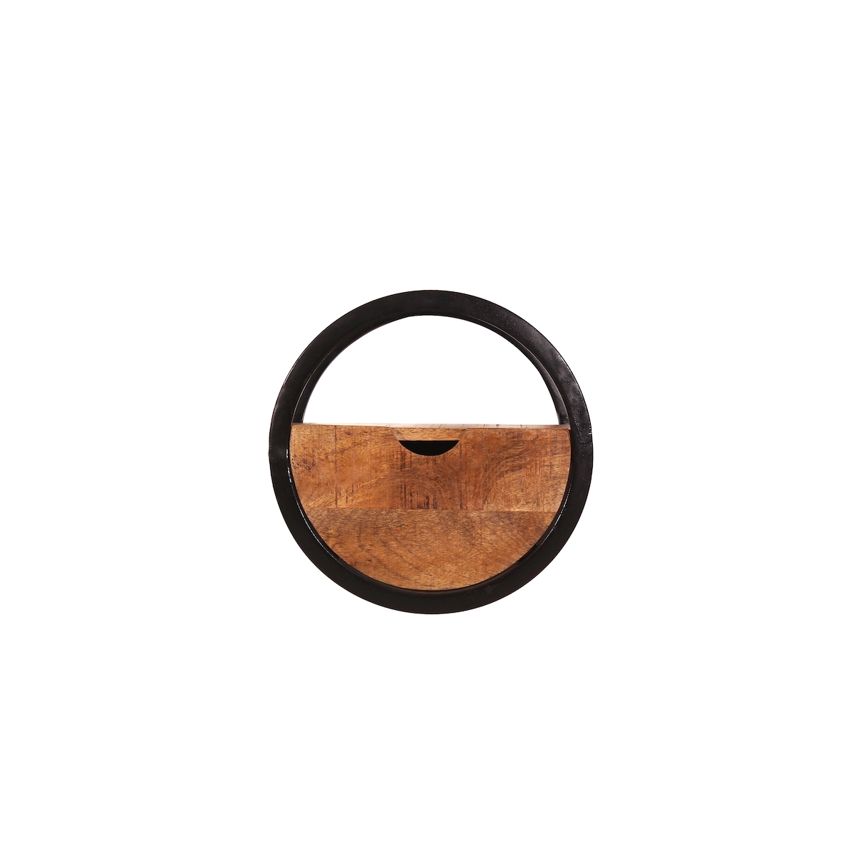 SIT Möbel Wandregal | rund | 1 Schublade | Mango-Holz natur | Gestell Metall schwarz | B 30 x T 20 x H 30 cm | 14368-01 | Serie SIDNEY Image