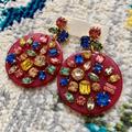 J. Crew Jewelry | J. Crew Acrylic And Crystal/Rhinestone Earrings | Color: Red | Size: Os