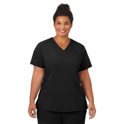 Plus Size Women's Jockey Scrubs Women's Favorite V-Neck Top by Jockey Encompass Scrubs in Black (Size M(10-12))