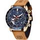 BENYAR Men's Quartz Watches with Silicone Strap, Analog Chronograph Watch for Men, Perfect Business Casual Sport Design Wrist Watch for Father Son, 5175Rose Gold Blue, Leather Strap, sport