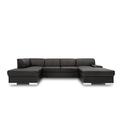 DOMO. Collection Star Wohnlandschaft, U-Form, Polstergarnitur, Sofa, Couch 150 x 304 x 150 cm in Kunstleder schwarz