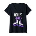 Damen Rollschuhe Roller Girl Rollschuh Roller Skates Mädchen T-Shirt mit V-Ausschnitt
