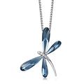 Mayfer rhodium plated brass necklace for women with a dragonfly pendant, embelished with beautiful crystals.