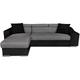 Loungitude - Canapé d'angle elona convertible bi-matière Gris et Noir avec poufs de rangement à