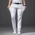 Jean Blanc de Style Classique pour Homme Slim Fit Doux Marque FJMale Pantalon Décontracté