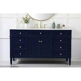 Three Posts™ Losh 60" Single Bathroom Vanity Set Wood/Marble in Blue | 35 H x 60 W x 21.5 D in | Wayfair C2E52E43EE9D4E8880893A11187722E5