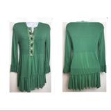 Free People Dresses | Free People Green Embroidered Dress Tunic Boho | Color: Green | Size: S