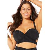 Plus Size Women's Crisscross Cup Sized Wrap Underwire Bikini Top by Swimsuits For All in Black (Size 16 E/F)