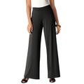 Plus Size Women's Stretch Knit Wide Leg Pant by The London Collection in Black (Size 26/28) Wrinkle Resistant Pull-On Stretch Knit