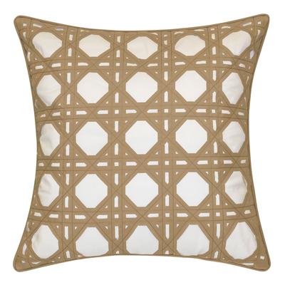 Indoor & Outdoor Rattan Geometric Decorative Pillow by Levinsohn Textiles in Khaki