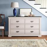 Rosalind Wheeler Ayniah 6 Drawer 59" W Solid Wood Double Dresser Wood in Brown/White | 36.3 H x 59 W x 17.1 D in | Wayfair