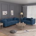 House of Hampton® Swenki 2 - Piece Living Room Set Velvet, Metal in Blue | 30 H x 85 W x 34 D in | Wayfair Living Room Sets