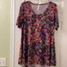 Lularoe Tops | #Lula Roe Floral Print Shirt Short Sleeve. | Color: Purple/Yellow | Size: M