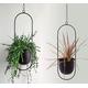 Funtabee 2-Pack Mid-century Modern Hanging Planter, Black Metal Wall Hanging Planter Indoor, Hanging Flower/Plant Pots, Metal Hanging Baskets/Plant Holder, Set of Two (Black, Ovalx2)