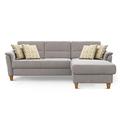 CAVADORE Ecksofa Palera / Federkern-Sofa in L-Form im Landhausstil / 244 x 89 x 163 / Chenille-Bezug, Hellgrau