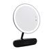 Wrought Studio™ Melody 9 Inch Round Duotone Makeup Mirror w/ Bluetooth Speakers, Vanity Mirror w/ Touch Sensor in Black | Wayfair