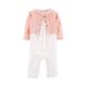 Carter's Baby Girls Heart Jumpsuit Cardigan Set 12 Months White/Pink