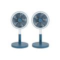 Beldray COMBO-7319 Cordless Foldable 3 in 1 LED Fans, 9 W, Rechargeable Battery, 3 Speed Settings & Natural Wind Mode, Use as Desk, Pedestal or Wall Fan, Set of 2, Blue