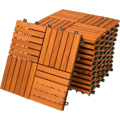 Casaria Holzfliesen FSC®-zertifiziertes Akazien- oder Eukalyptusholz Terrassenfliesen Klickfliesen