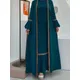 Robe Hijab à Manches Lanternes pour Femme Musulmane Ensemble 2 Pièces Maxi Longue Vêtements