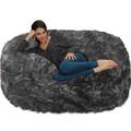 Symple Stuff Large Bean Bag Sofa Scratch/Tear Resistant/Microfiber/Microsuede in Gray/Brown | 34 H x 72 W x 48 D in | Wayfair