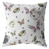 Rosalind Wheeler Butterflies & Bowls Broadcloth Indoor Outdoor Zippered Pillow Polyester/Polyfill in White | 26 H x 26 W x 5 D in | Wayfair