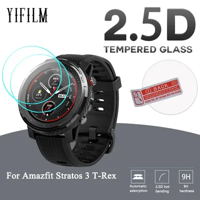 2 pièces en verre trempé 2.5D 9H 0.3mm protecteur d'écran pour montre connectée For Amazfit Stratos