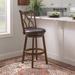 Bay Isle Home™ Essence Solid Wood Swivel Counter/Bar Stool Wood/Upholstered in Black/Brown | 47 H x 19 W x 22.5 D in | Wayfair