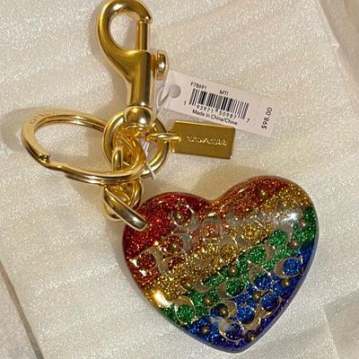 Coach Accessories | Coach Rainbow Sprinkle Signature Heart Bag Charm | Color: Blue/Pink | Size: Os