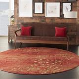 Brown/Red 93 x 0.5 in Area Rug - Lark Manor™ Arnim Floral Flame Red/Brown Area Rug Polyester | 93 W x 0.5 D in | Wayfair