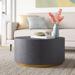 Wade Logan® Clevedon Drum Coffee Table Wood/Concrete in Brown/Gray/Yellow | 15.75 H x 31.5 W x 31.5 D in | Wayfair 8A1BAF2CAE6A4495BB707706DD547F6D