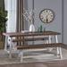 Gracie Oaks Osbourne Indoor Farmhouse 3 Piece Acacia Solid Wood Dining Set Wood/Metal in White/Brown | Wayfair E4C8B46CFBD442688164C46552238A63