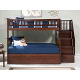 Viv + Rae™ Blaisdell Full over Full Solid Wood Staircase Bunk Bed w/ Roll Out Trundle Wood in Brown | 68.13 H x 56.625 W x 103 D in | Wayfair