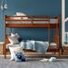 Harriet Bee Catharine Full Over Full Solid Wood Standard Bunk Bed Wood/Solid Wood in Brown/Green | 56 H x 58 W x 78.5 D in | Wayfair