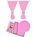 NURSERY 2PC BEDDING SET FOR COT BED WITH MATCHING DECORATIVE CURTAINS BABY ROOM PINK