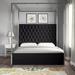 Everly Quinn Tufted Canopy Bed Upholstered/Velvet/Metal in Black | 78.5 H x 82 W x 86.5 D in | Wayfair AFF30F2CEC70472490EDD71699BF231A