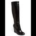 Coach Shoes | Coach Black Leather Knee High Wedge Boot, Size 7 | Color: Black | Size: 7