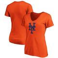 Women's Fanatics Branded Orange New York Mets Core Official Logo V-Neck T-Shirt