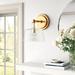 Birch Lane™ Masie 1 - Light Armed Sconce Glass/Metal in Yellow | 12 H x 9.5 W x 11.75 D in | Wayfair 999B92A66FD14C6D8029A999A521269D