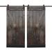 CALHOME Paneled Wood Z Bar Barn Door with Installation Hardware Kit