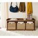 SAFAVIEH Lonan Walnut/ White Storage Bench - 47" x 16.1" x 19.9"