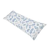 Floral Leaf Body Pillow Case (Pillow Not Included) - Blue Grey White Boho Watercolor Botanical Flower Woodland Tropical Garden