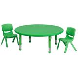 45" Round Plastic Height Adjustable Activity Table Set with 2 or 4 Chairs