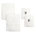 Authentic Hotel and Spa 4-piece White Turkish Cotton Towel Set with Black Monogrammed Initial Hand Towel