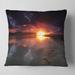 Designart 'Mirrored Sun in Cloudy Dark Seashore' Seashore Throw Pillow