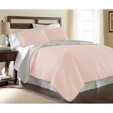 Modern Threads Leaf Solid Reversible Quilted 3-Piece Coverlet Set