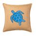 Blue Turtle Applique Burlap 20-inch Pillow